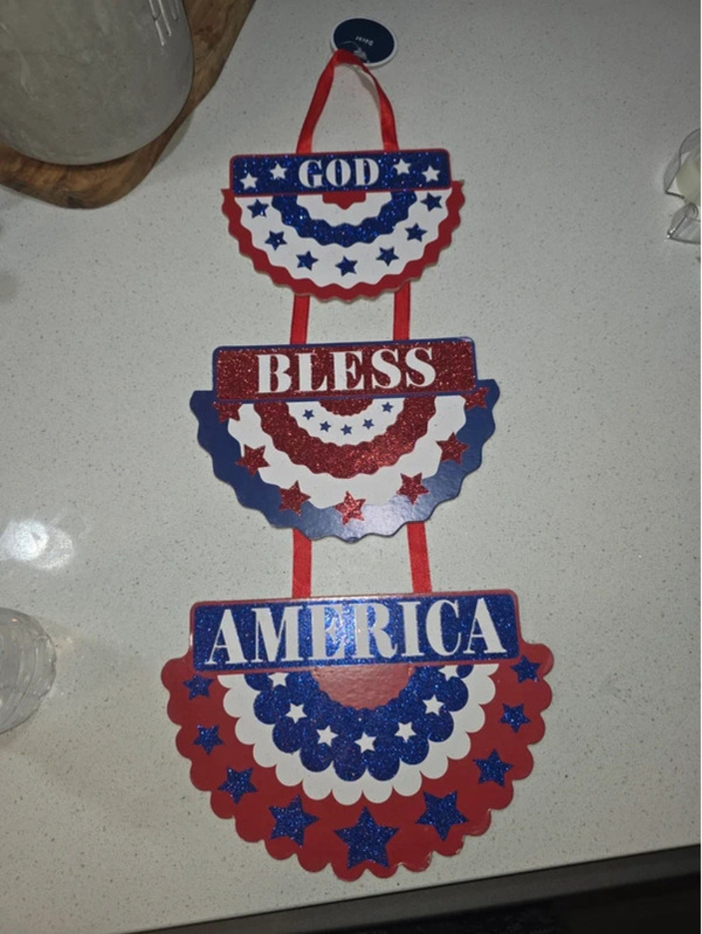 Patriotic God Bless America Hanging Decoration